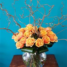 24 Roses &amp; Willow Vase
