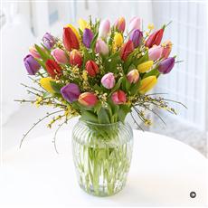 Large Mixed Tulip Vase with Sparkling Rose